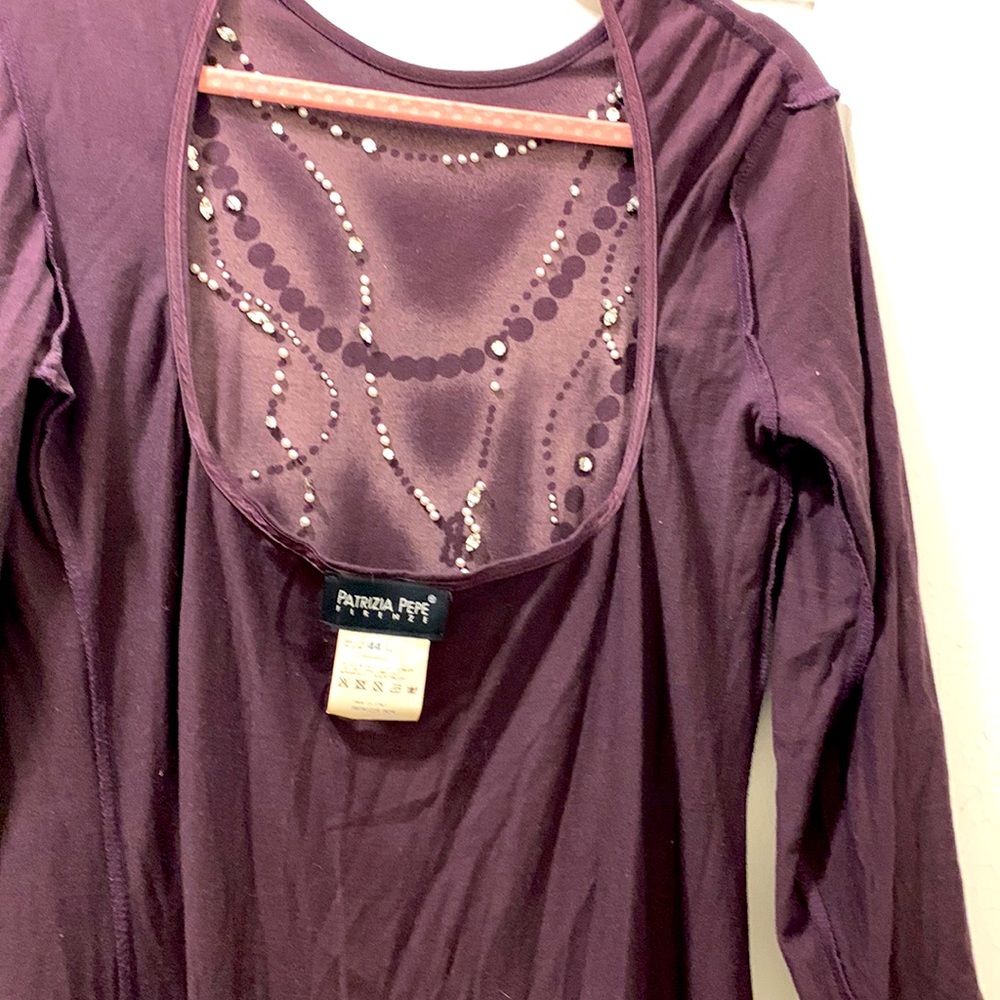 Italian made handstiched stoned embroidered maxi dress- Color is dark Cramberry